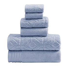 Granada 6 pc Yarn Dyed Towel Set w/ Jacquard Stripe Pattern The Urban Port,Blue