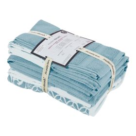 Bev Modern 6 Piece Cotton Towel Set, Jacquard Filigree Pattern, Light Blue