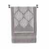 Eula Modern 6 Piece Cotton Towel Set, Stylish Damask Pattern, Light Gray