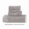 Eula Modern 6 Piece Cotton Towel Set, Stylish Damask Pattern, Light Gray