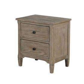 2 Drawer Wooden Nightstand with Round Knobs Gray