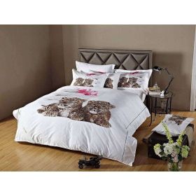 Twin Size Duvet Cover Sheets Set, Baby Leopards