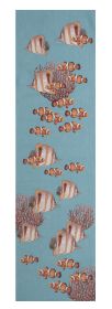 Exotic Fish Blue French Table Runner