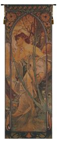 Mucha Soir Bright Belgian Tapestry Wall Art (size: H 61" x W 21")